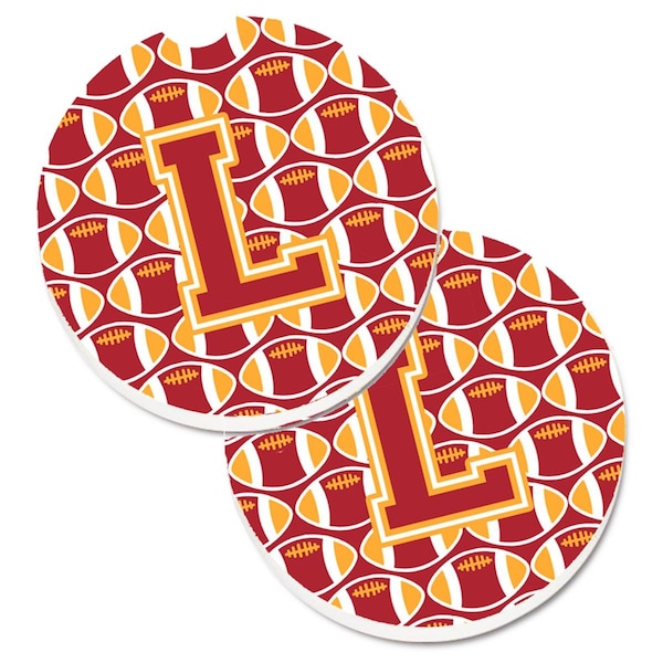 Carolines Treasures Letter L Football Cardinal and Gold Set of 2 Cup Holder Car Coaster CJ1070-LCARC - main